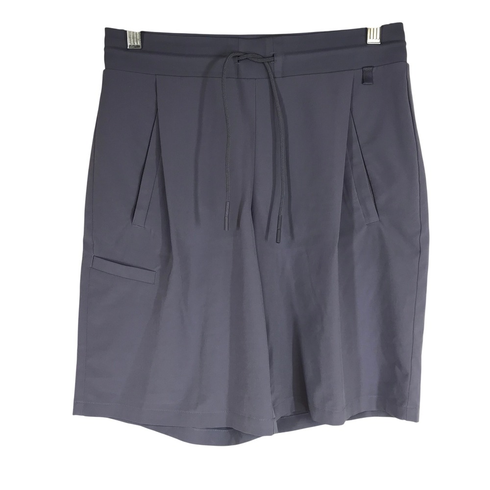 Athleta Venture Bermuda Shorts Gray Blue Drawstring Hiking Travel Womens Size 2